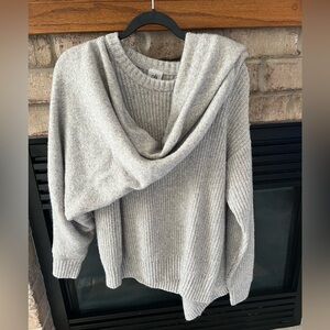 CAbi Heather Gray attached Scarf Sweater #4417